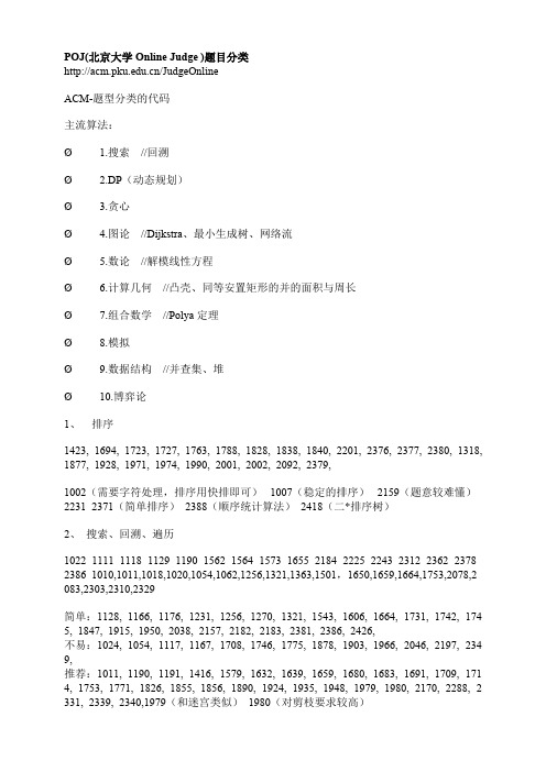 北京大学JudgeOnline题目分类