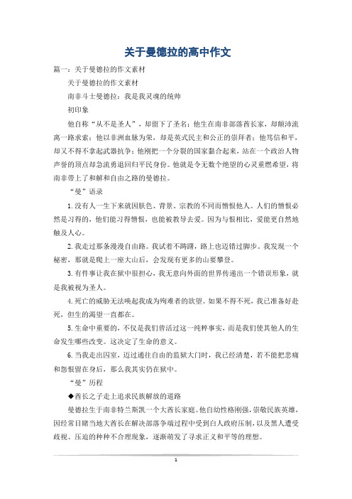 关于曼德拉的高中作文