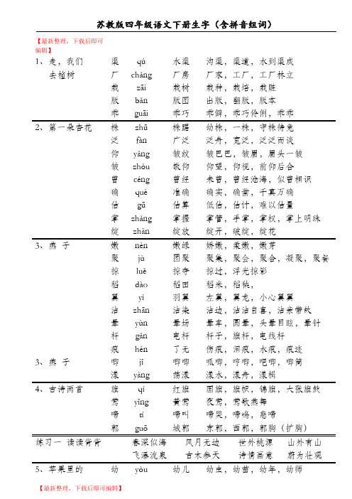 苏教版四年级下册语文生字词组词-成语解释(完整资料).doc