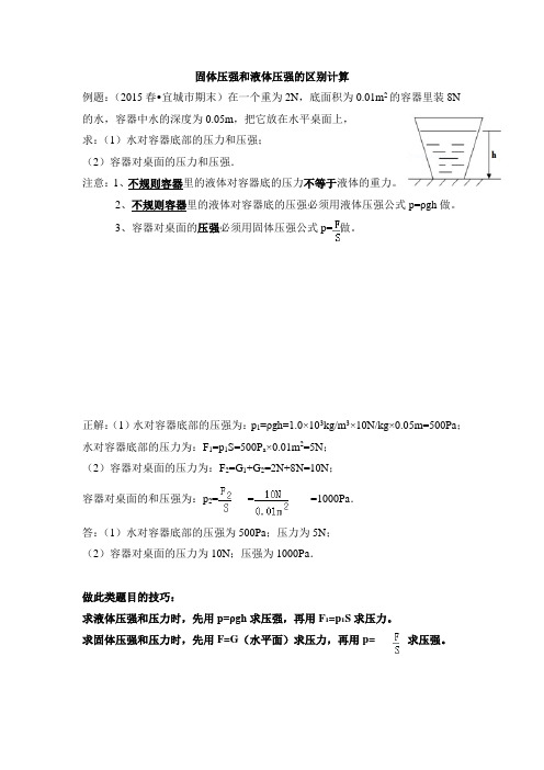 固体压强和液体压强的区别计算