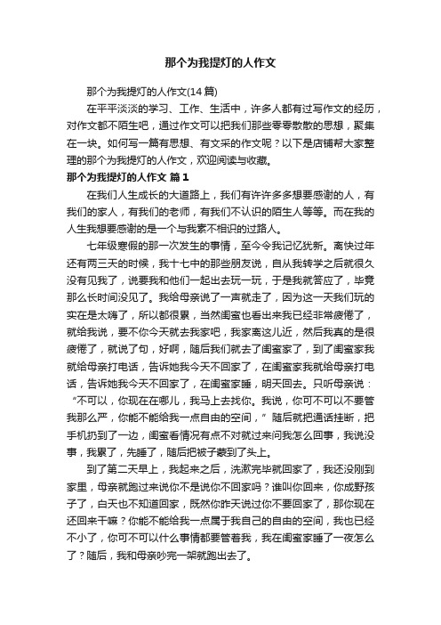 那个为我提灯的人作文