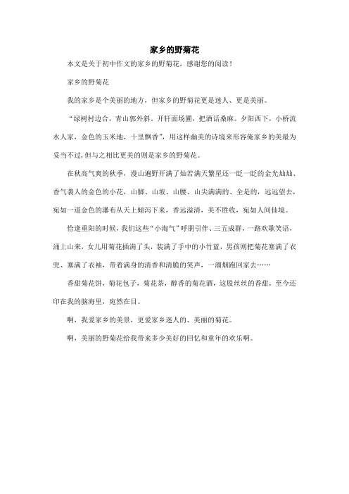家乡的野菊花_初中作文