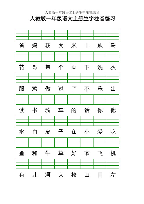 人教版一年级语文上册生字注音练习