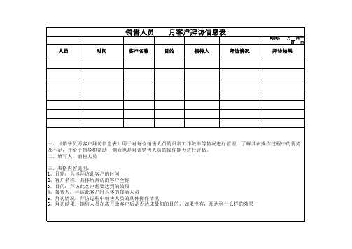 销售员客户拜访周报表