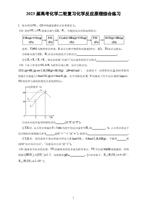 2023届高考化学二轮复习 化学反应原理综合练习