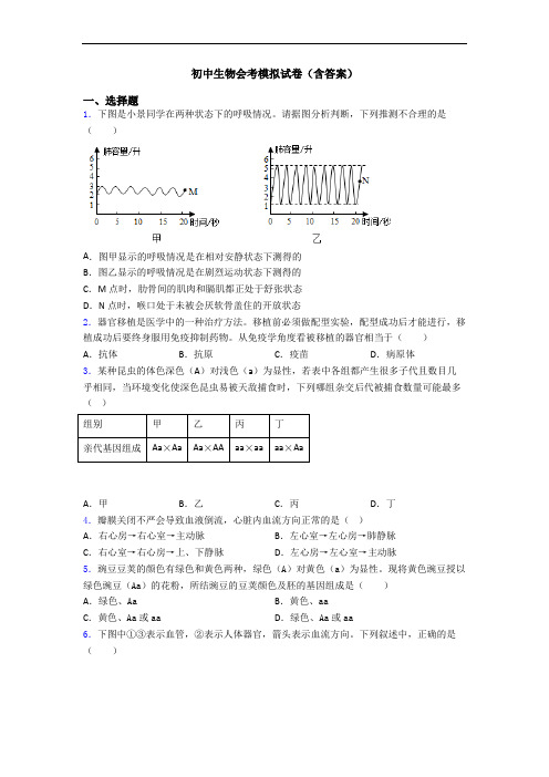 初中生物会考模拟试卷(含答案)