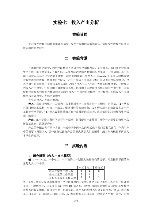 7实验 投入产出分析