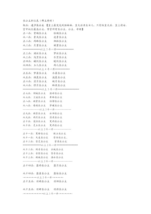 公主职位表[整理版]