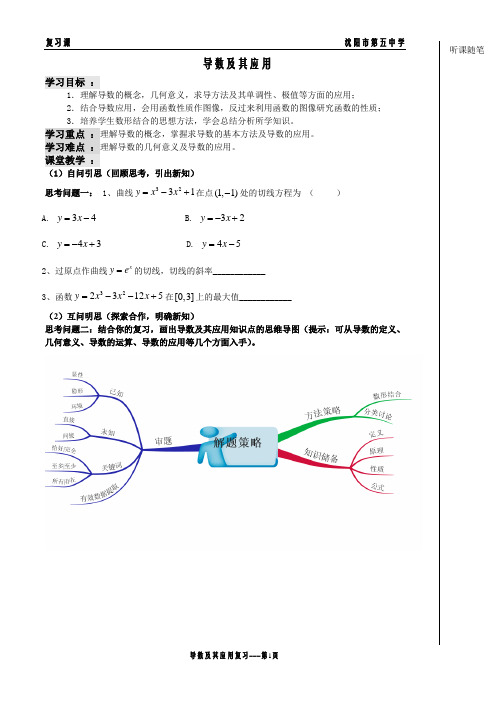 导数及其应用复习学案