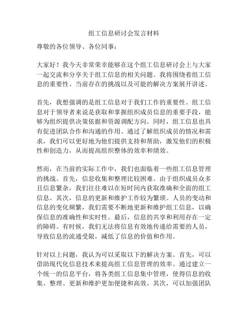 组工信息研讨会发言材料