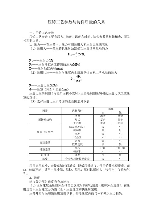 【专业文档】压铸工艺参数与铸件质量的关系.doc