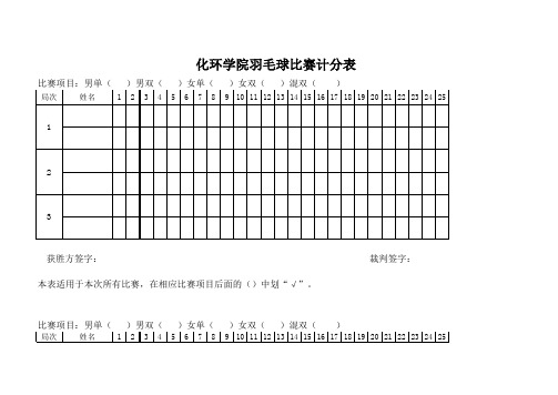 羽毛球比赛计分表