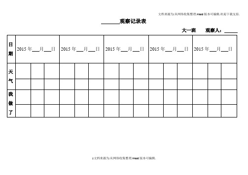 自然角观察记录表表格