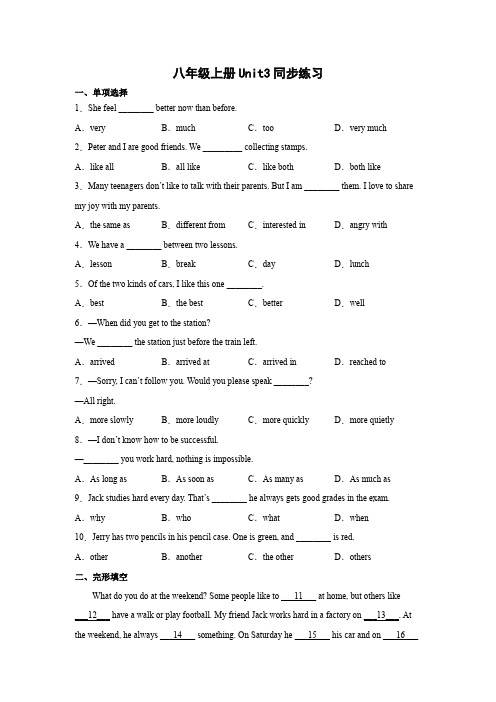 Unit 3 同步练习 人教版八年级英语上册