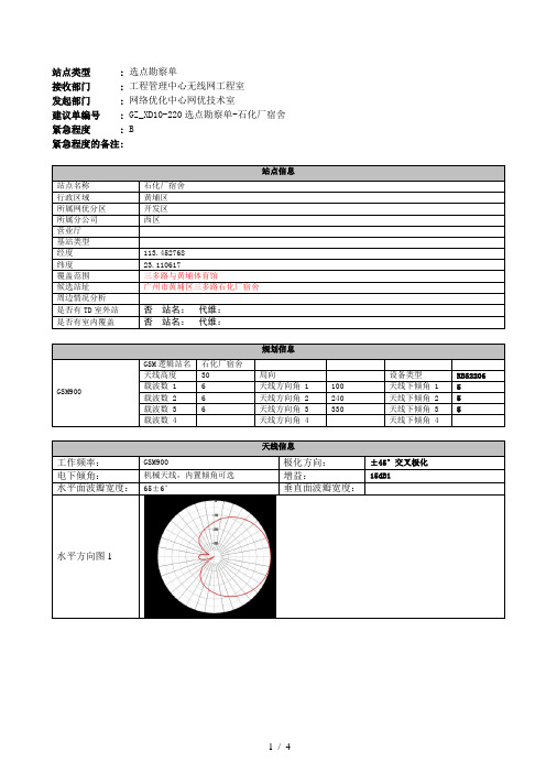 石化厂宿舍选点勘察单