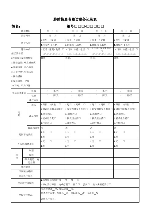 肺结核患者随访服务记录表