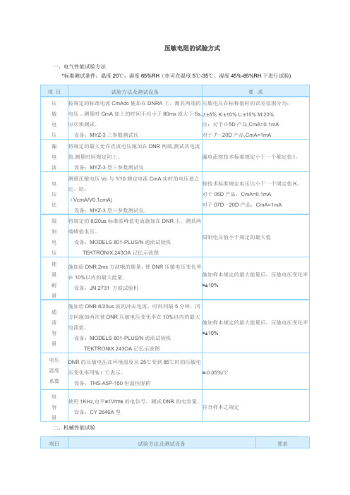 压敏电阻的试验方式