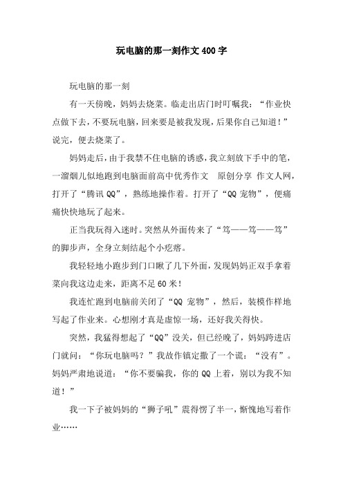 玩电脑的那一刻作文400字