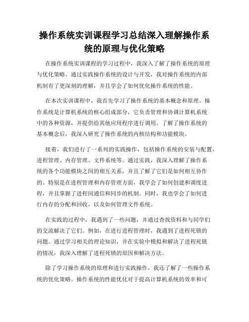 操作系统实训课程学习总结深入理解操作系统的原理与优化策略