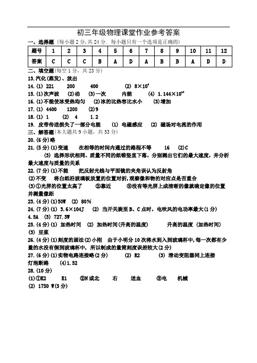 【初中物理】江苏省盐城市上冈实验初中2011年春学期初三年级物理模拟试卷 苏科版