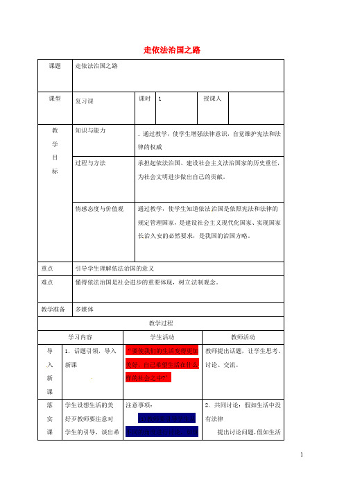 山东省巨野县麒麟镇第一中学八年级政治下册 13.1 关爱大自然从我做起教案 鲁人版六三制