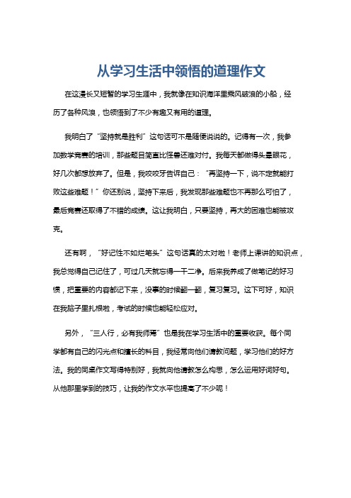 从学习生活中领悟的道理作文