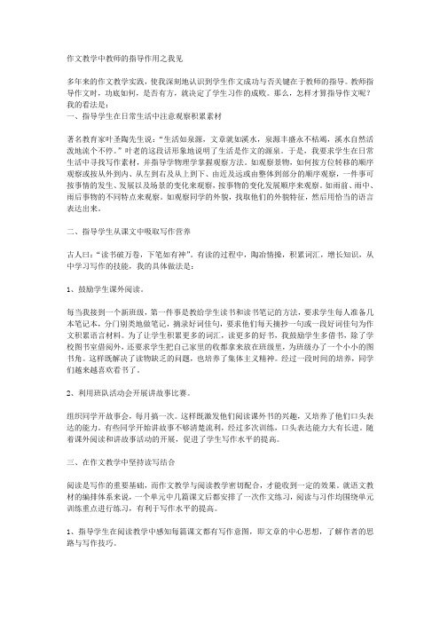 作文教学中教师的指导作用之我见