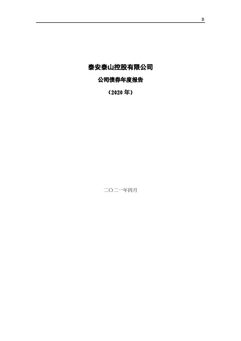 泰安泰山控股有限公司公司债券年度报告（2020年）