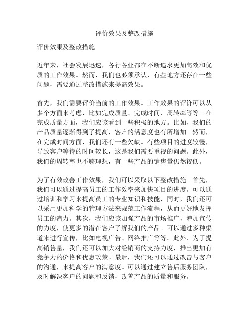 评价效果及整改措施