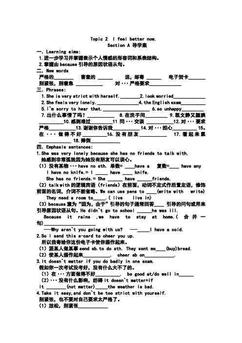 八年级英语 Unit5 Topic 2 Section A 导学案