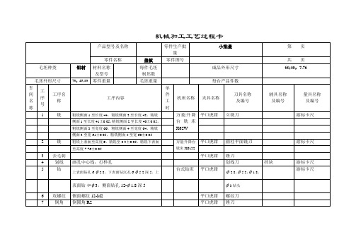 盖板机械加工工艺过程卡