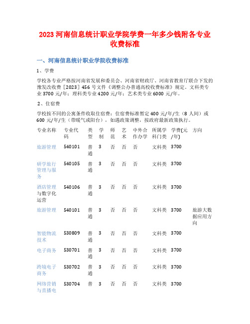 2023河南信息统计职业学院学费一年多少钱附各专业收费标准