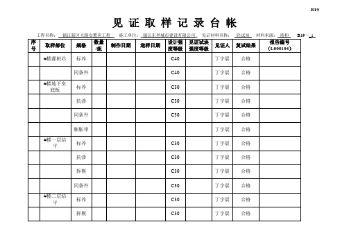 砼试块见证取样记录台帐楼