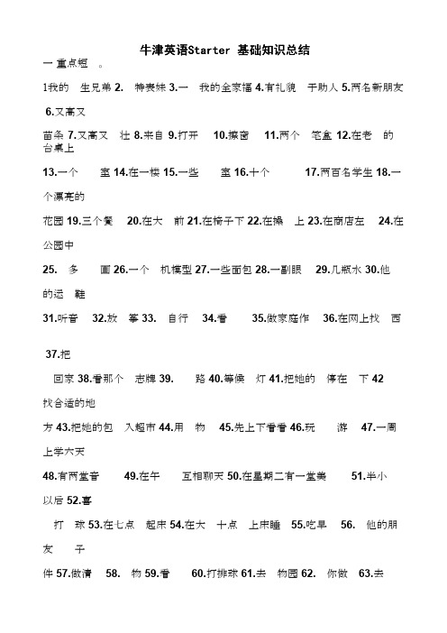 牛津英语Starter 基础知识总结