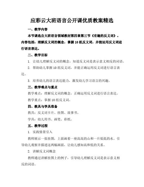 应彩云大班语言公开课优质教案精选