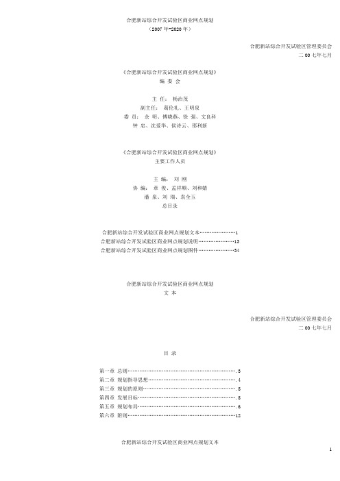 合肥新站综合开发试验区商业网点规划