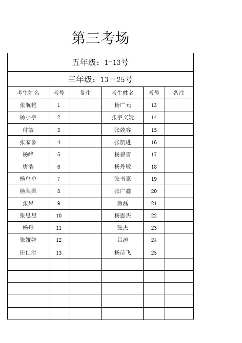 期末考试考场安排