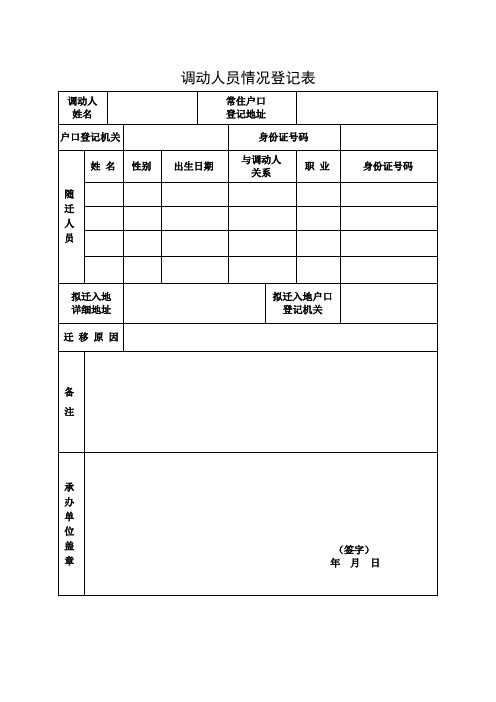 调动人员情况登记表