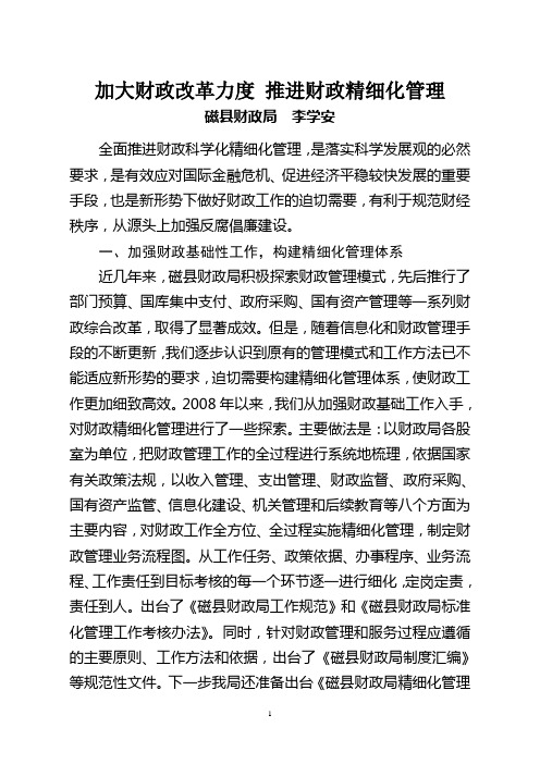 加大财政改革力度 推进财政精细化管理(新)