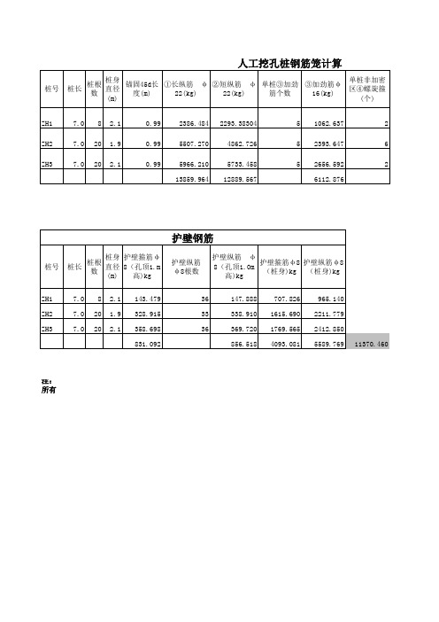 桩钢筋笼计算表格