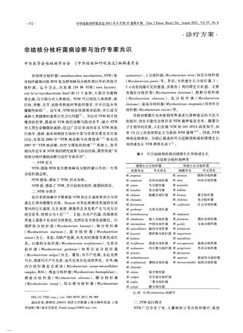 非结核分枝杆菌病诊断与治疗专家共识