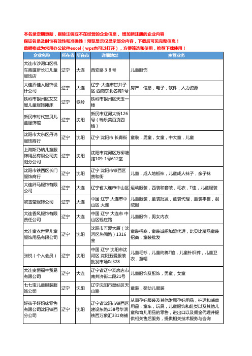 新版辽宁省儿童服饰工商企业公司商家名录名单联系方式大全39家