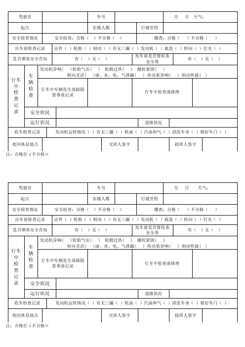 出租车行车安全日志