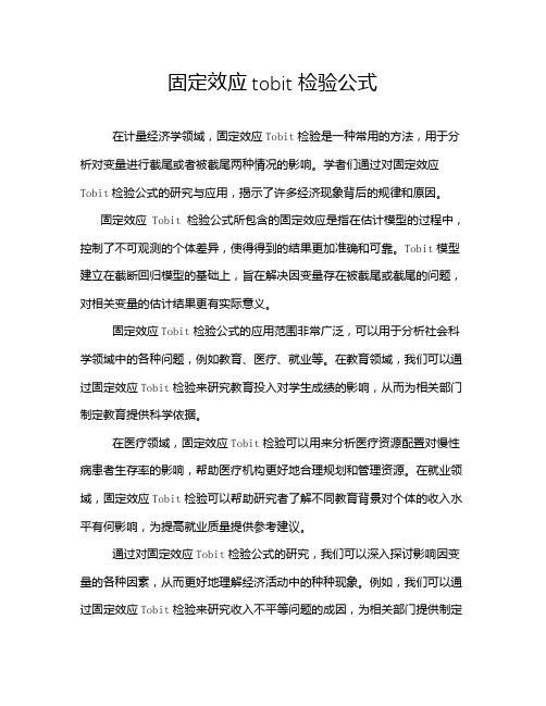 固定效应tobit检验公式