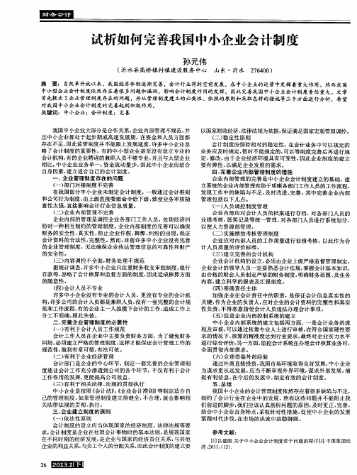 试析如何完善我国中小企业会计制度