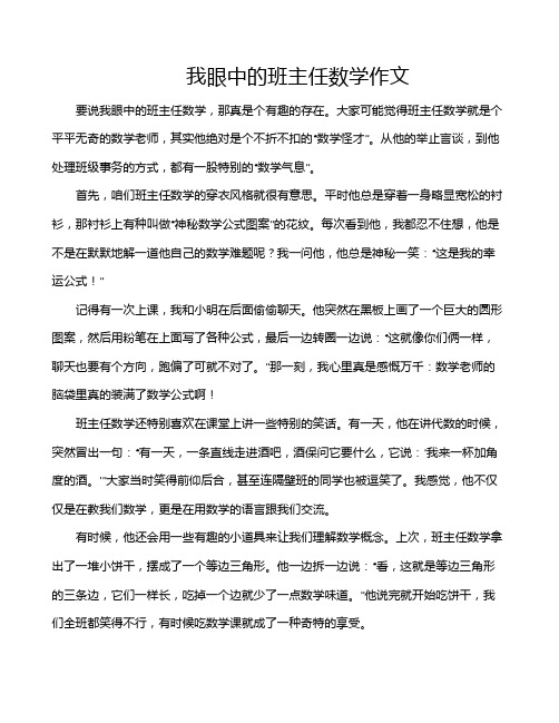 我眼中的班主任数学作文