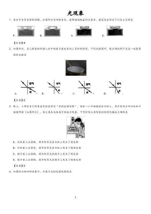 2020年中考物理光现象试题(含答案)