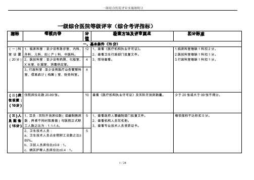 一级综合医院评审实施细则2