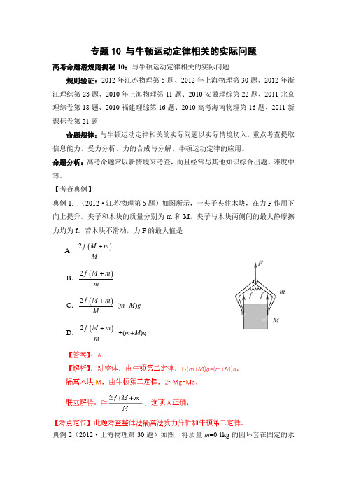 高考命题潜规则揭秘10：与牛顿运动定律相关的实际问题