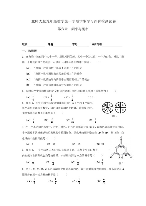 北师大版九年级上册数学《第六章 频率与概率》单元测试